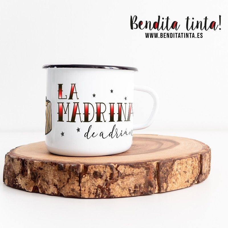 Taza de latón personalizable con el nombre del ahijado